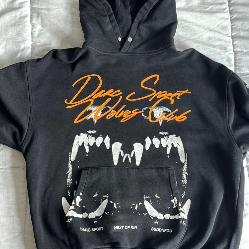 Darc Sport Black Hoodie with Bold Orange and White Design